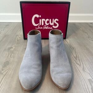 Sam Edelman Light Gray Suede Ankle Booties